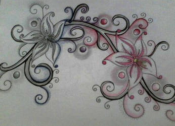 Lillies Stars and Vines tattoo design