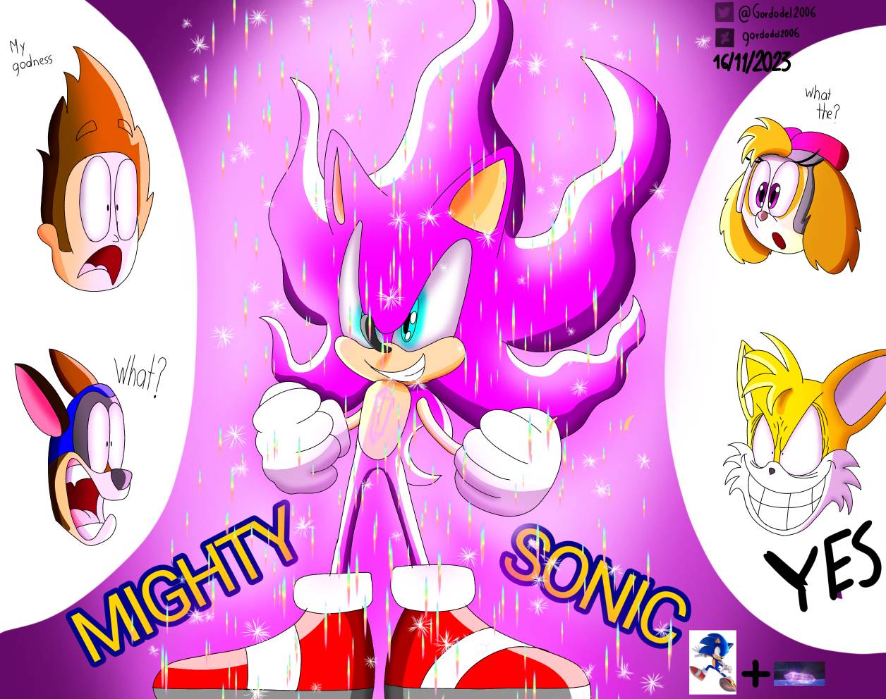 Why are 'Super Knuckles' and 'Super Mighty' pink when Sonic