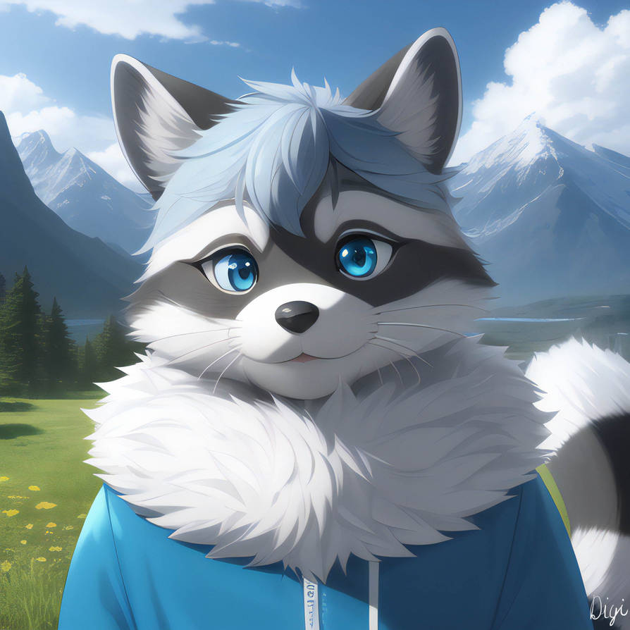 Blue racoon in the mountains by digimacska17 on DeviantArt