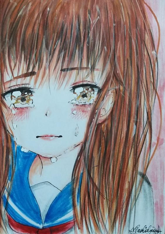 sad anime girl crying by ROSEELISA16 on DeviantArt