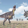The dinosaurs Tyrannotitan and Diabloceratops