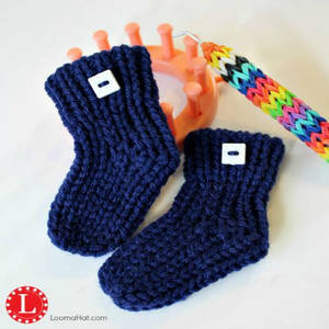 Loom Knit Baby Booties FREE Pattern with Video