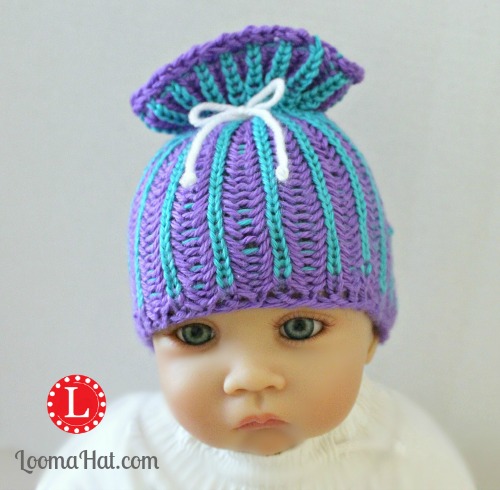 Loom Knit Brioche Stitch Paper Bag Sack Baby Hat