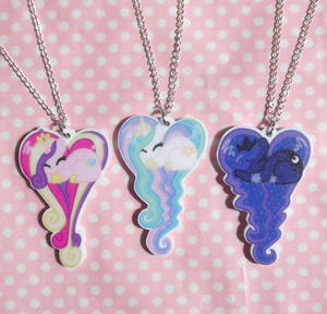 My Little pony princess sleeping heart necklaces