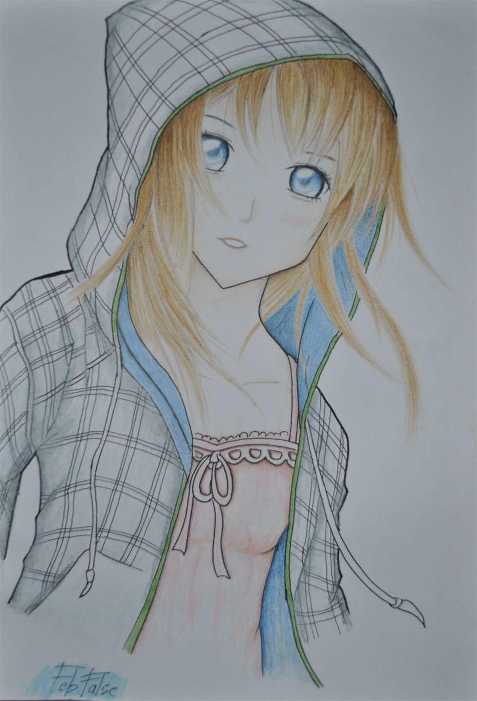 Anime Girl With Hoodie By Febfalse On Deviantart