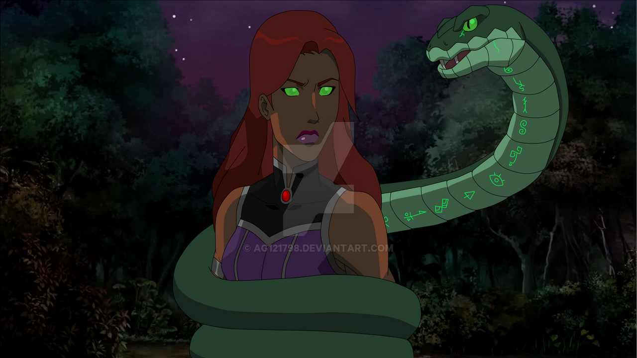 Infested Starfire Request - Starfire wrapped in snake by ag121798 on DeviantArt