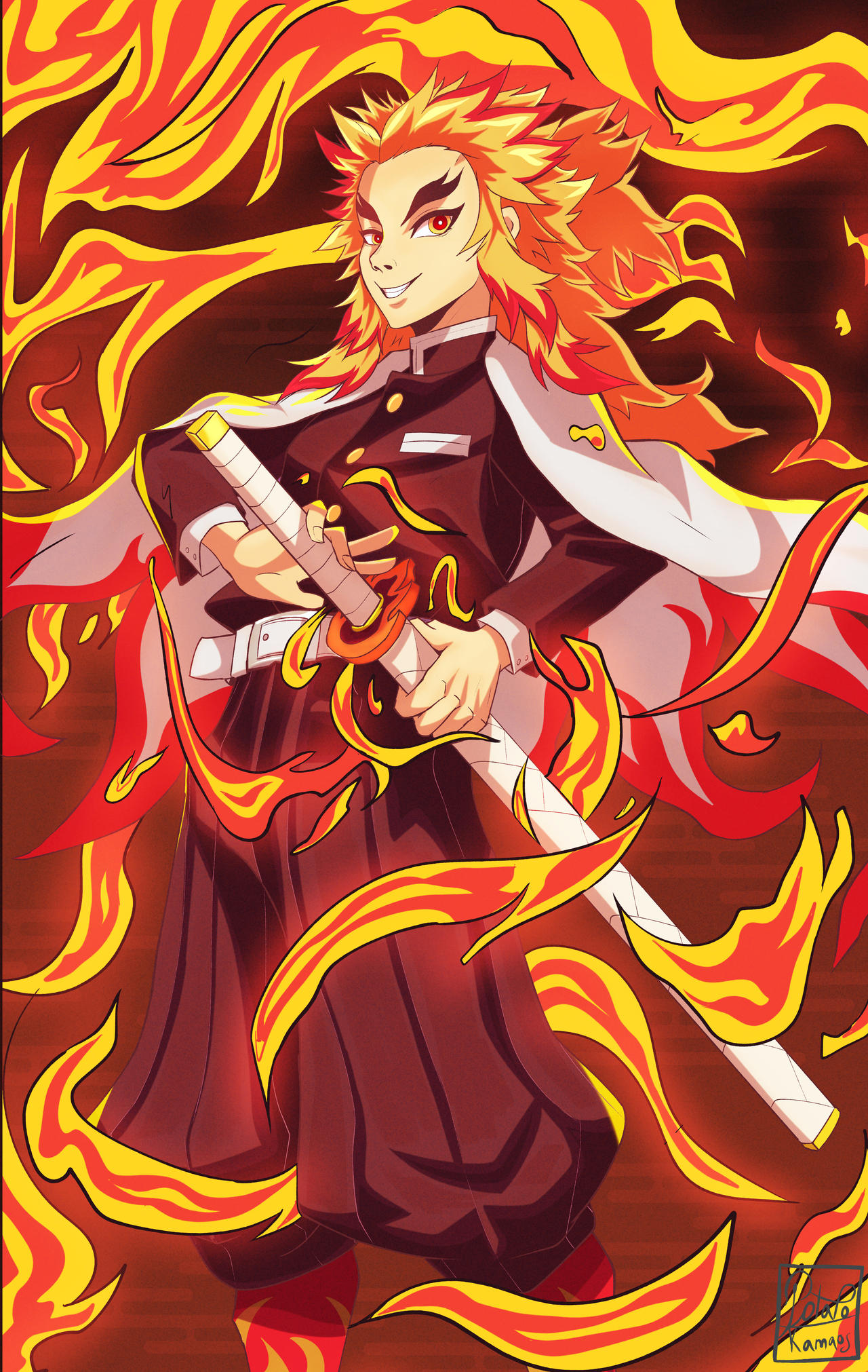 Kyojuro Rengoku - Flame Hashira by PotatoGamesS on DeviantArt