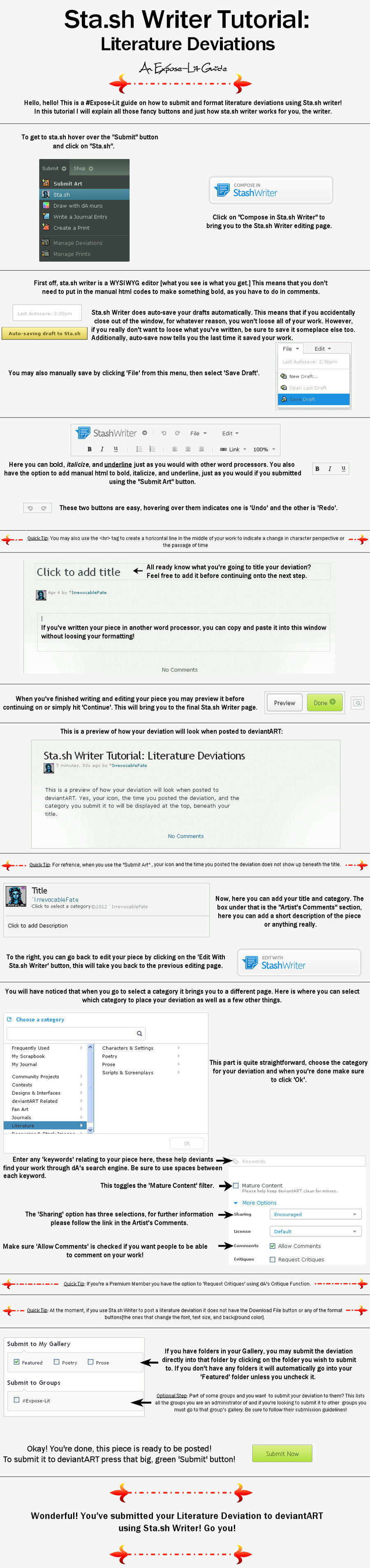 Sta.sh Writer Tutorial: Literature Deviations
