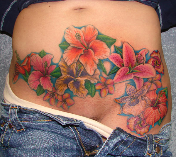 flowers on stomach