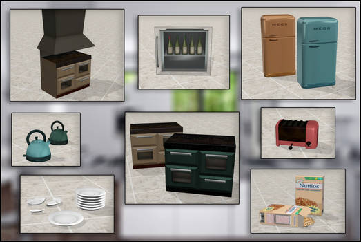 Kitchen appliances and props