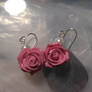 Pink rose earrings
