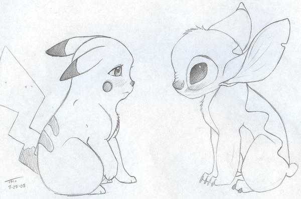 Pikachu and Stitch by TheForgottenHeart on DeviantArt