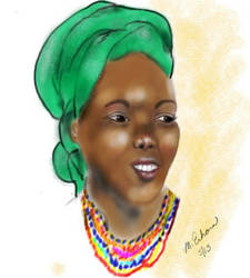 Woman with green turbin.