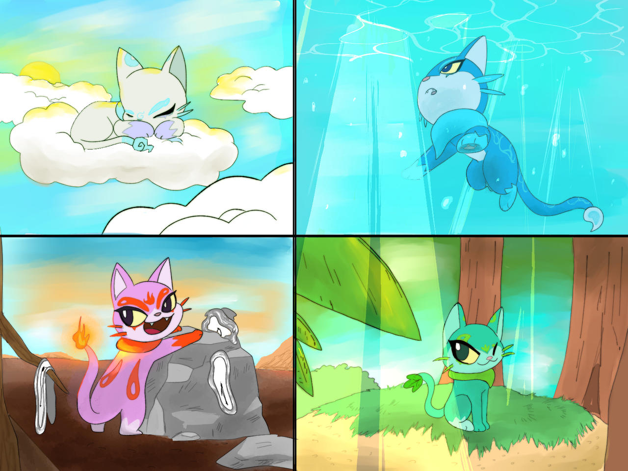 Request: Elemental Cats by Sawlamander on DeviantArt