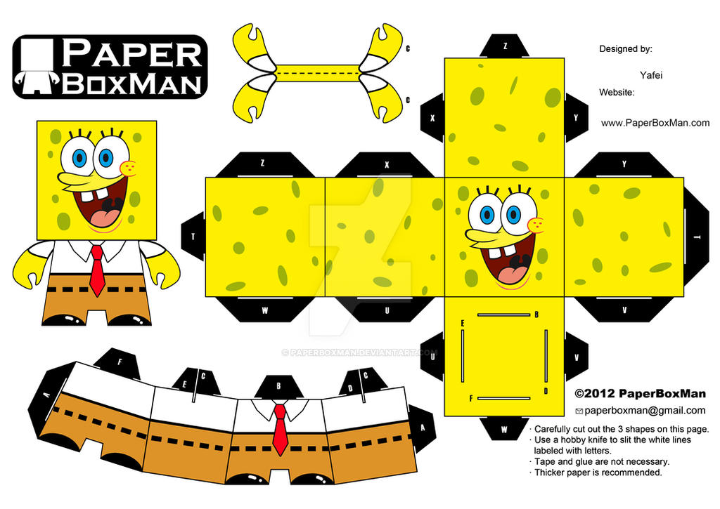 PaperBoxMan 004 - Spongebob by paperboxman on DeviantArt