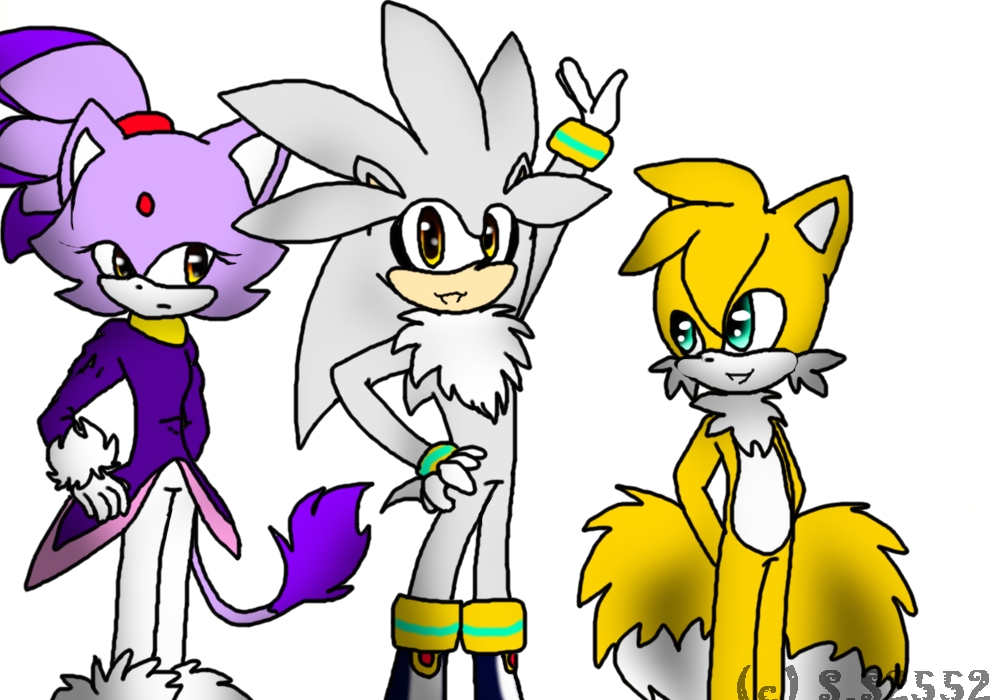 Silver, Blaze and Tails by JazuNeon on DeviantArt