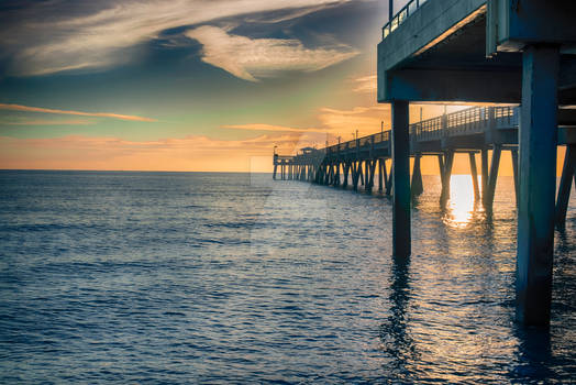 Sunset and pier in Dania Beach Fl