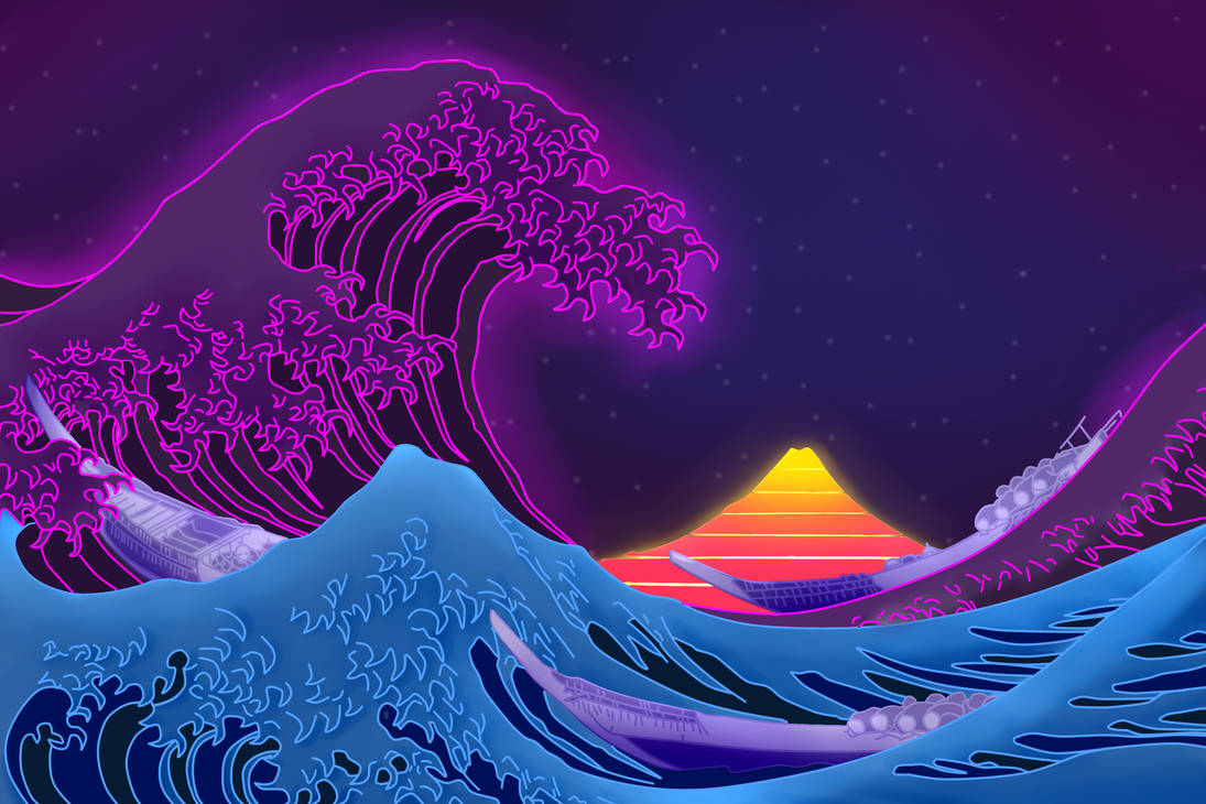 The Great Synthwave of Kanagawa by Heart-Pallette on DeviantArt