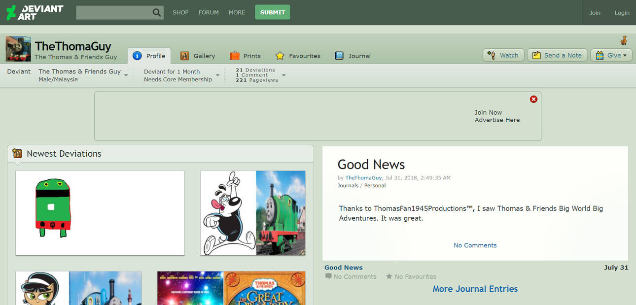 My Old DeviantArt Page by TheThomaGuy on DeviantArt