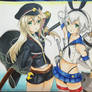 Drawing Shimakaze and Hotarumaru