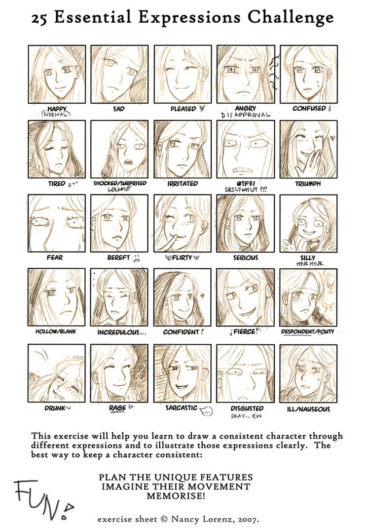 Oc Expression Exercise DGM OC Eva- 25 Expressions by MKLlim on DeviantArt