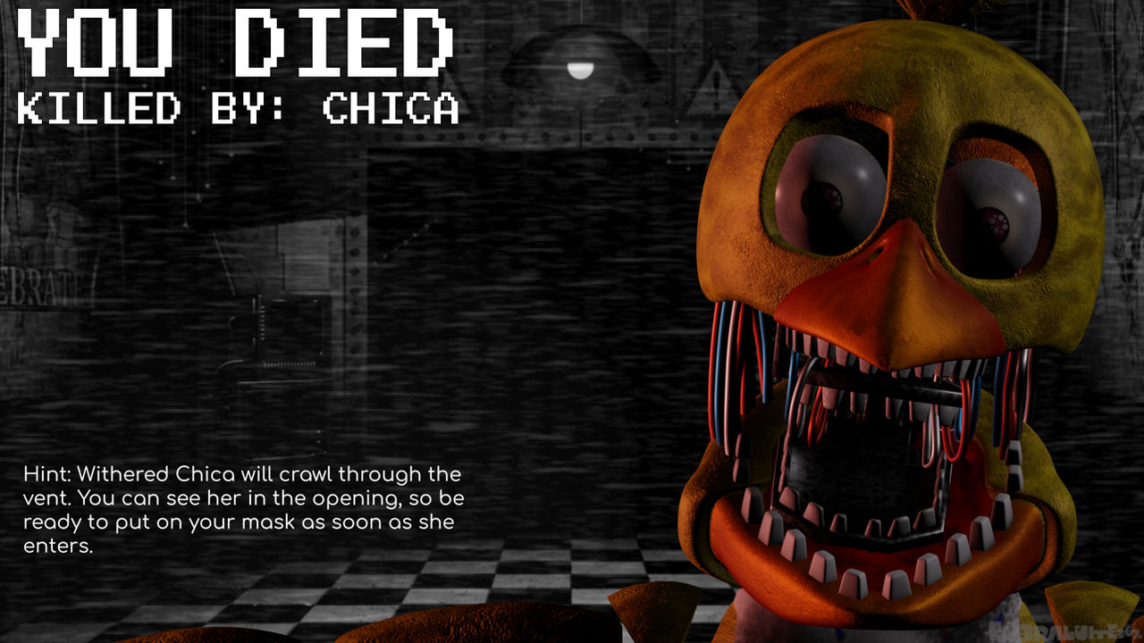 Game Over Screens FNaF 2 Withered Chica by Em3raldRenders367 on