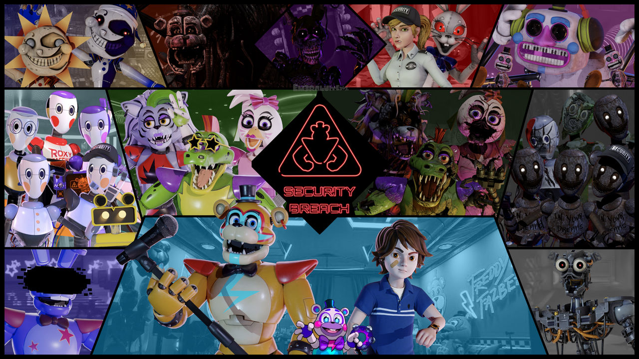 Download Fnaf Security Breach Background Posters Of Characters In