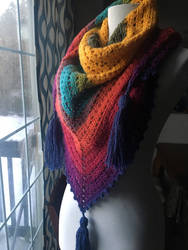 Hand crochetted triangle scarf