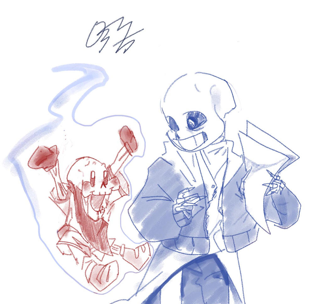 Undertale Fanart Sans And The Little Papyrus By Ewk Oze On Deviantart