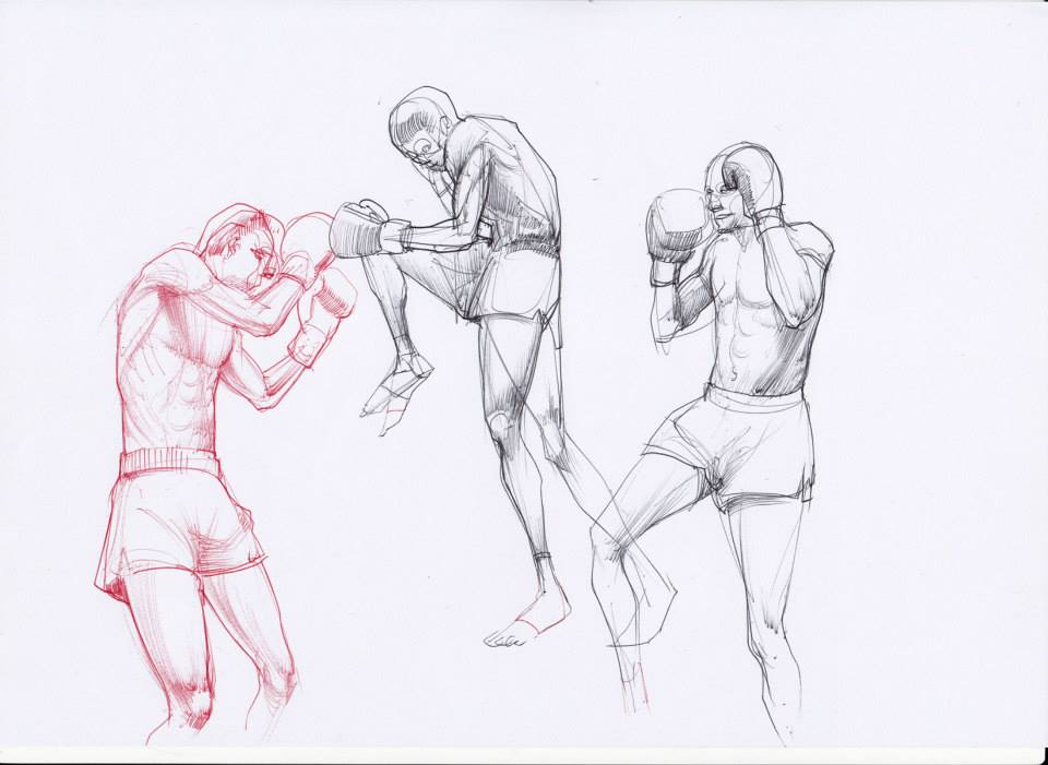 Boxing Sketches Ballpoint