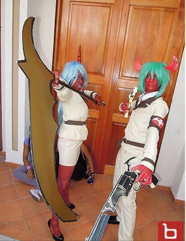 Scanty and Kneesocks cosplay