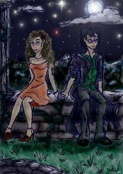 Harry and Hermione in Moonligh