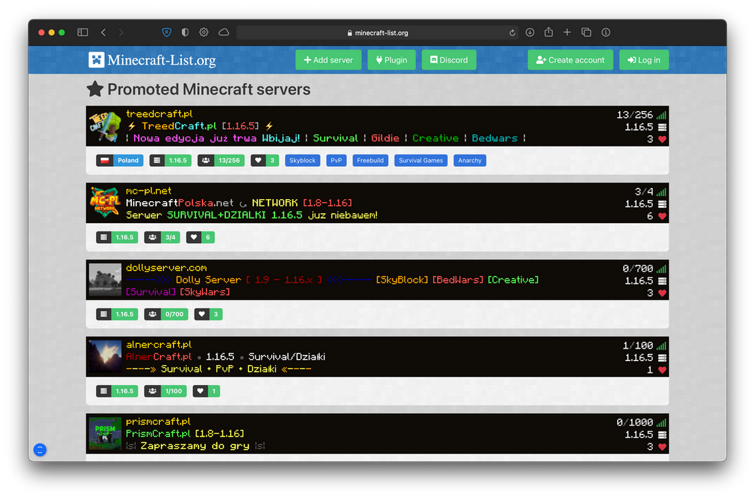 Minecraft-List.org - Minecraft server list 1/2 by artur9010 on DeviantArt