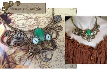 Steampunk octopus irish necklace