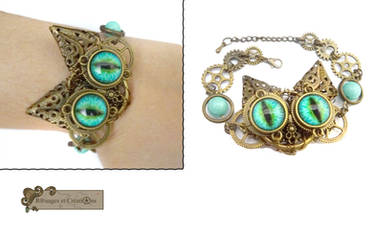 Steampunk cat bracelet