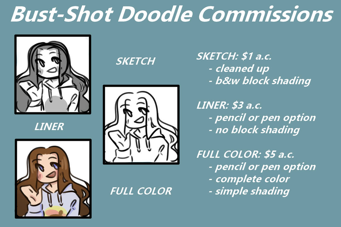Bust-Shot Doodle Commission (READ DESCRIPTION) by h4nnyp4nny on DeviantArt