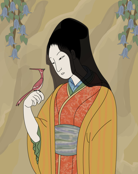 Japanease woman with bird