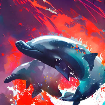 Watercolor Killer Dolphins: Depths of Horror