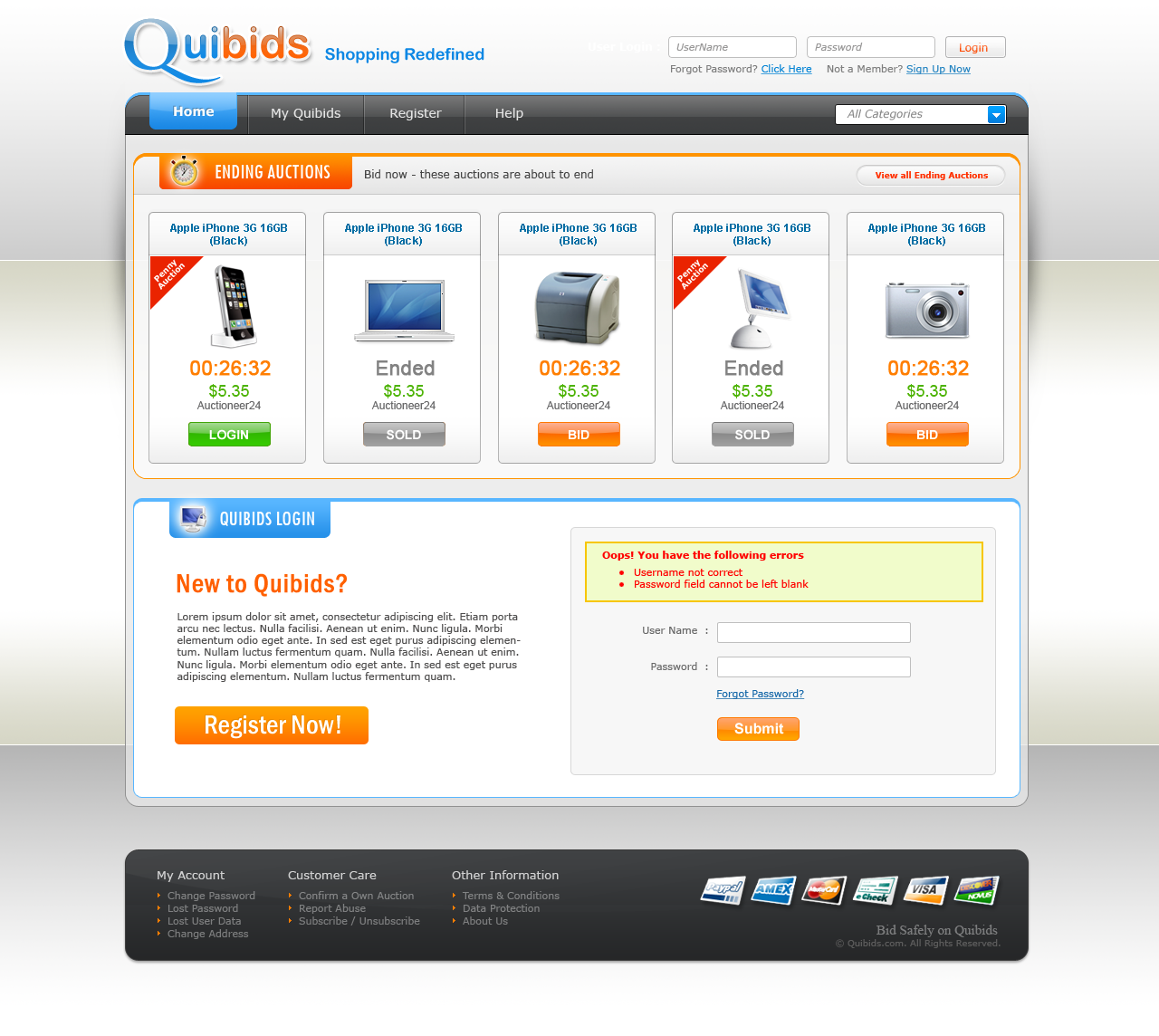 Quibids Login by aquilis on DeviantArt