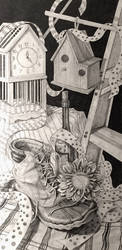 Still life pencil drawing