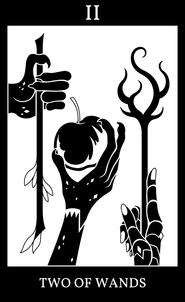 Two of Wands: Beneath Two Trees