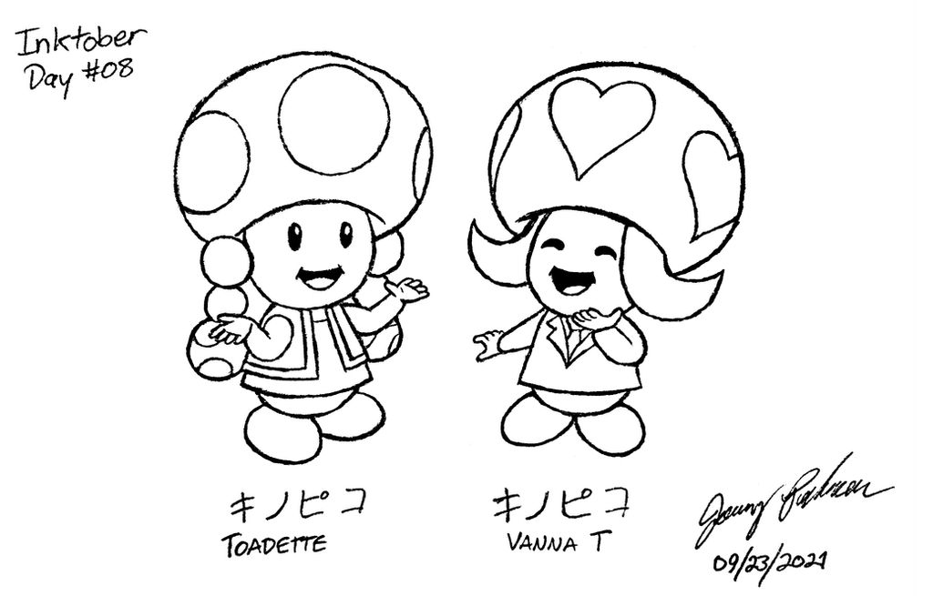 Inktober 2021 - Day 08: Toadette And Vanna T