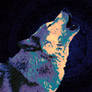 Wolf Wallpaper Purple/Blue Midnight