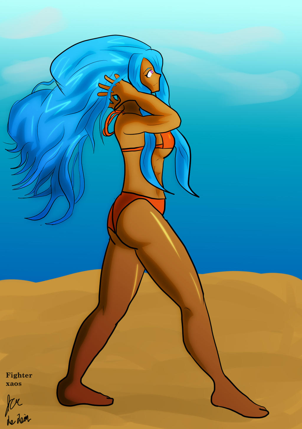 Linda flowing hair by fighterxaos