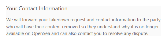 Takedown Form Contact Info