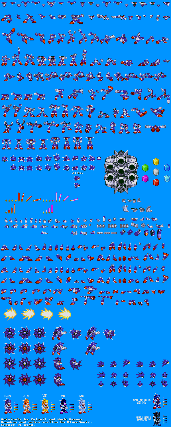 Pixel Art / Sonic The Hedgehog + SMBZ] Spined Metal ~Mecha Sonic Sprite~. :  r/sprites