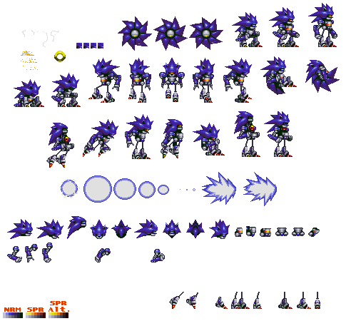 Pixel Art / Sonic The Hedgehog + SMBZ] Spined Metal ~Mecha Sonic Sprite~. :  r/sprites