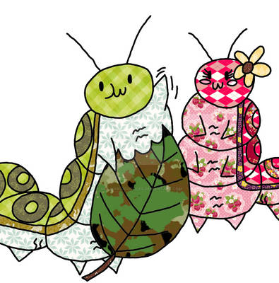 Patterned fatterpillar and chatterpillar with leaf