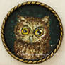 owl - Miniature painting on metal pin