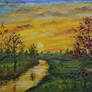 River Sunset - oil